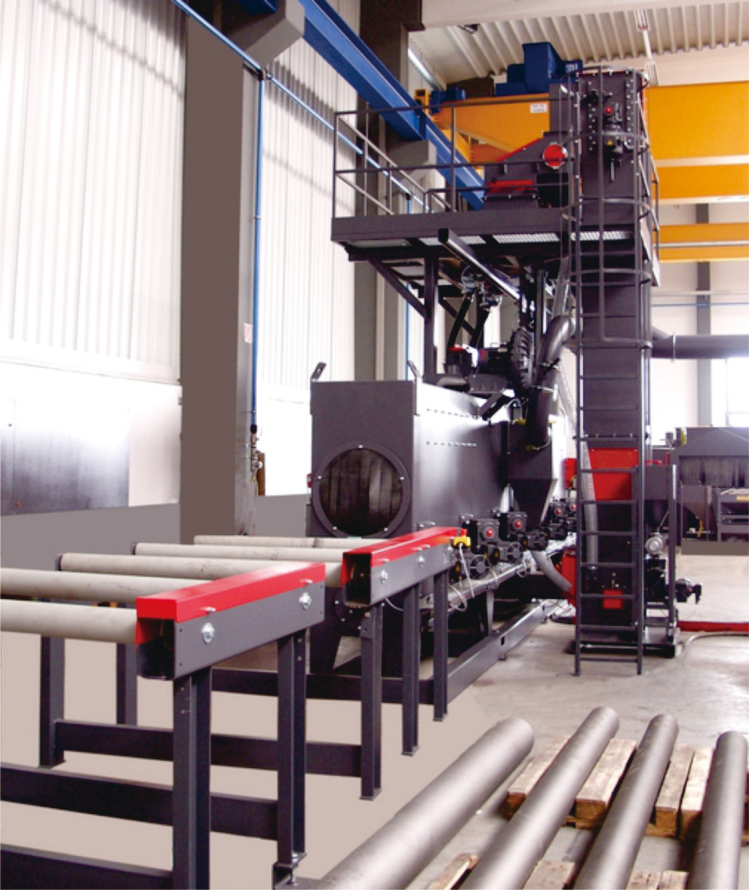 Through type shot blasting machine - dedicated to circular metal workpieces