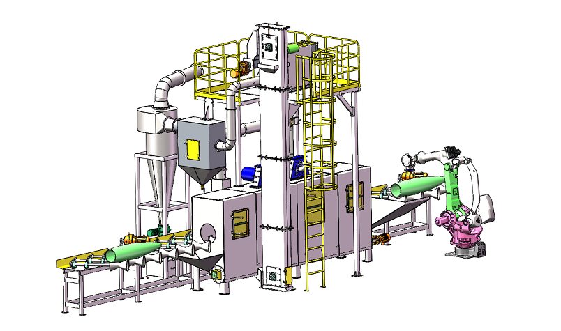 Outer wall round tube shot blasting machine （JCK-YGP22-2）