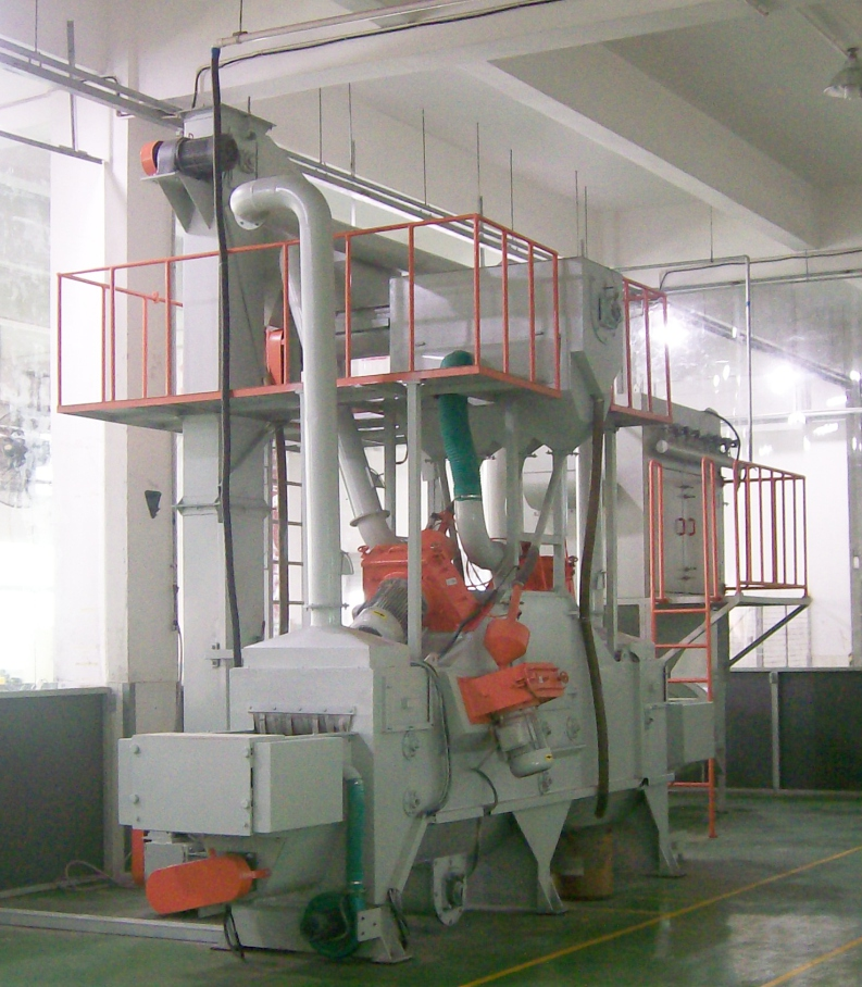 Fully automatic through shot blasting machine