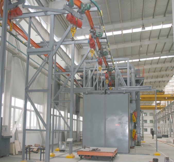 Suspension stepping shot blasting machine